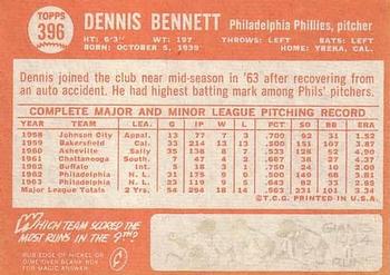 Dennis Bennett  baseball card collectible - Main Image 2