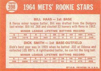 Mets 1964 Rookie Stars (Bill Haas / Dick Smith)  baseball card collectible - Main Image 2