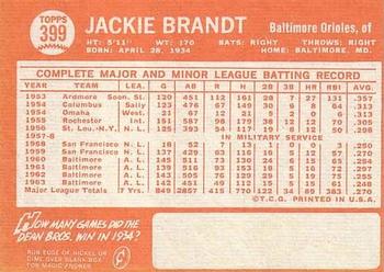 Jackie Brandt  baseball card collectible - Main Image 2