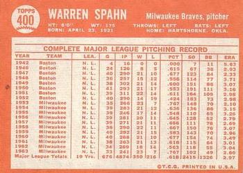 Warren Spahn  baseball card collectible - Main Image 2
