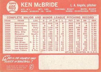Ken McBride  baseball card collectible - Main Image 2
