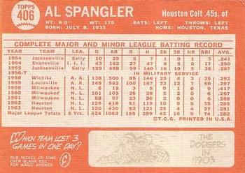 Al Spangler  baseball card collectible - Main Image 2