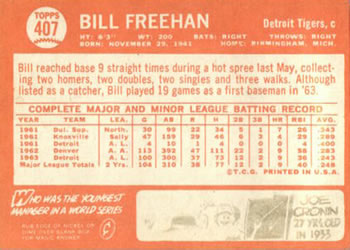 Bill Freehan  baseball card collectible - Main Image 2