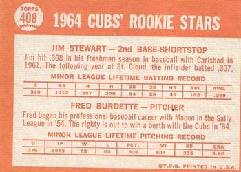Cubs 1964 Rookie Stars (Jim Stewart / Fred Burdette)  baseball card collectible - Main Image 2