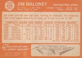 Jim Maloney  baseball card collectible - Main Image 2
