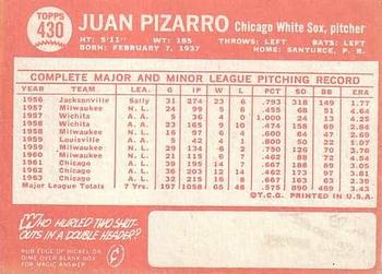 Juan Pizarro  baseball card collectible - Main Image 2