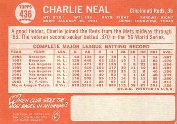 Charlie Neal  baseball card collectible - Main Image 2