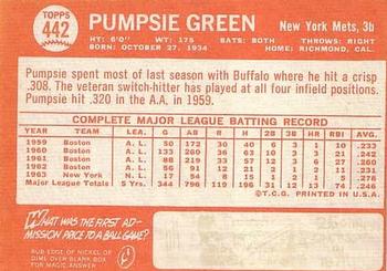 Pumpsie Green  baseball card collectible - Main Image 2