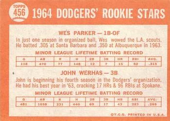 Dodgers 1964 Rookie Stars (Wes Parker / John Werhas)  baseball card collectible - Main Image 2
