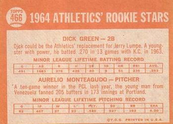 Athletics 1964 Rookie Stars (Dick Green / Aurelio Monteagudo)  baseball card collectible - Main Image 2