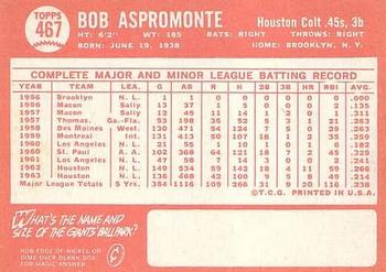 Bob Aspromonte  baseball card collectible - Main Image 2