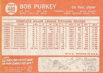 Bob Purkey  baseball card collectible - Main Image 2
