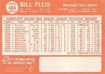 Bill Pleis  baseball card collectible - Main Image 2