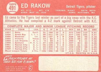 Ed Rakow  baseball card collectible - Main Image 2