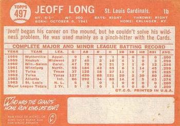 Jeoff Long  baseball card collectible - Main Image 2