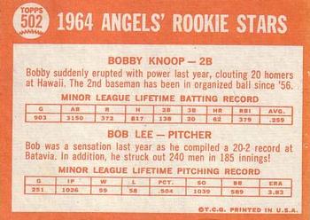 Angels 1964 Rookie Stars (Bobby Knoop / Bob Lee)  baseball card collectible - Main Image 2