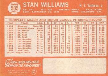 Stan Williams  baseball card collectible - Main Image 2