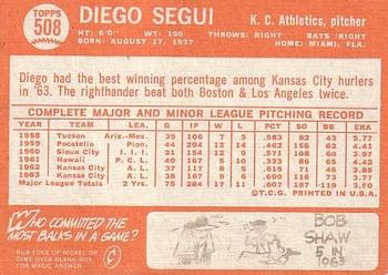 Diego Segui  baseball card collectible - Main Image 2