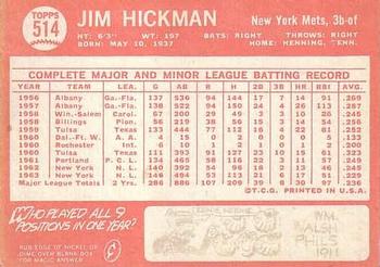 Jim Hickman  baseball card collectible - Main Image 2