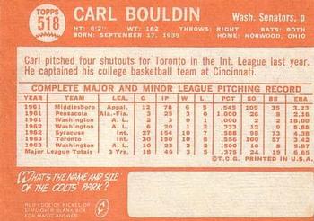 Carl Bouldin  baseball card collectible - Main Image 2
