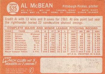 Al McBean  baseball card collectible - Main Image 2
