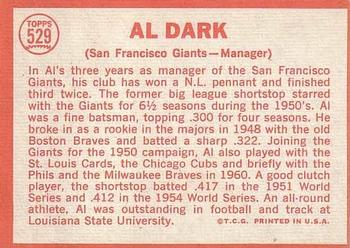 Al Dark  baseball card collectible - Main Image 2
