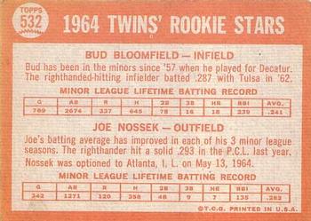 Twins 1964 Rookie Stars (Bud Bloomfield / Joe Nossek)  baseball card collectible - Main Image 2