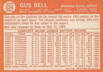 Gus Bell  baseball card collectible - Main Image 2