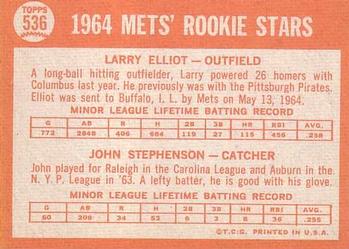 Mets 1964 Rookie Stars (Larry Elliot / John Stephenson)  baseball card collectible - Main Image 2
