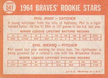 Braves 1964 Rookie Stars (Phil Roof / Phil Niekro)  baseball card collectible - Main Image 2