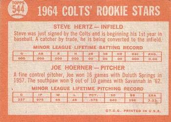 Colts 1964 Rookie Stars (Steve Hertz / Joe Hoerner)  baseball card collectible - Main Image 2