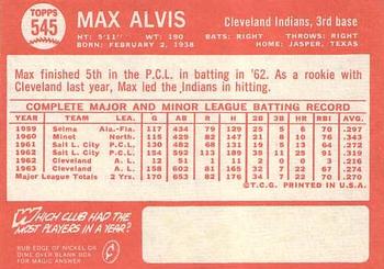 Max Alvis  baseball card collectible - Main Image 2