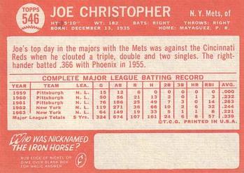 Joe Christopher  baseball card collectible - Main Image 2