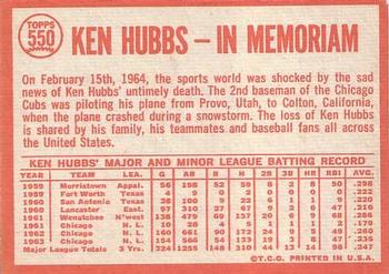 Ken Hubbs  baseball card collectible - Main Image 2