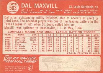 Dal Maxvill  baseball card collectible - Main Image 2