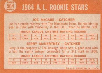 A. League 1964 Rookie Stars (Joe McCabe / Jerry McNertney)  baseball card collectible - Main Image 2