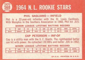 N. League 1964 Rookie Stars (Phil Gagliano / Cap Peterson)  baseball card collectible - Main Image 2