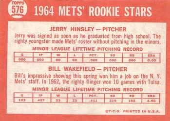 Mets 1964 Rookie Stars (Jerry Hinsley / Bill Wakefield)  baseball card collectible - Main Image 2