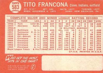 Tito Francona  baseball card collectible - Main Image 2