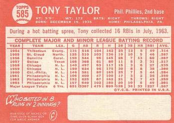 Tony Taylor  baseball card collectible - Main Image 2