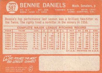 Bennie Daniels  baseball card collectible - Main Image 2