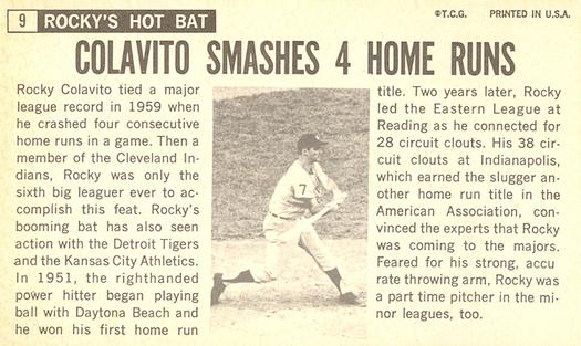 Rocky Colavito  baseball card collectible - Main Image 2