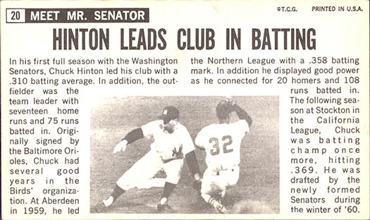 Chuck Hinton  baseball card collectible - Main Image 2