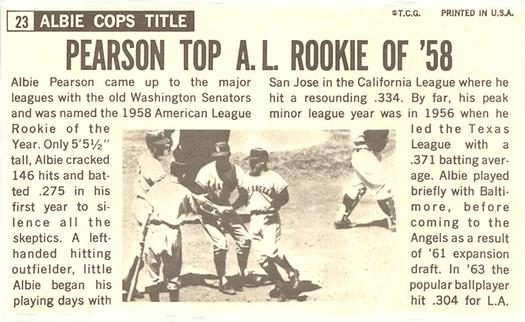 Albie Pearson  baseball card collectible - Main Image 2