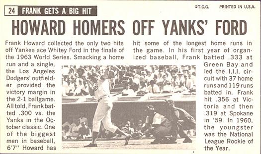 Frank Howard  baseball card collectible - Main Image 2