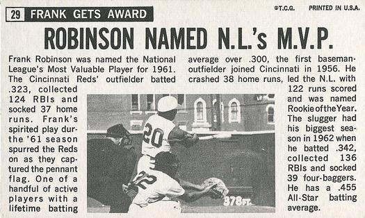 Frank Robinson  baseball card collectible - Main Image 2