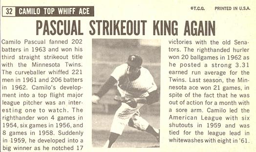 Camilo Pascual  baseball card collectible - Main Image 2