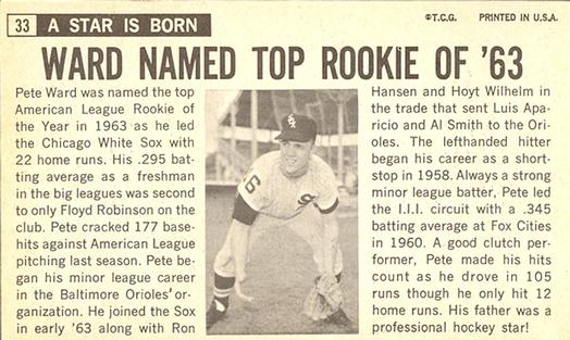 Pete Ward  baseball card collectible - Main Image 2