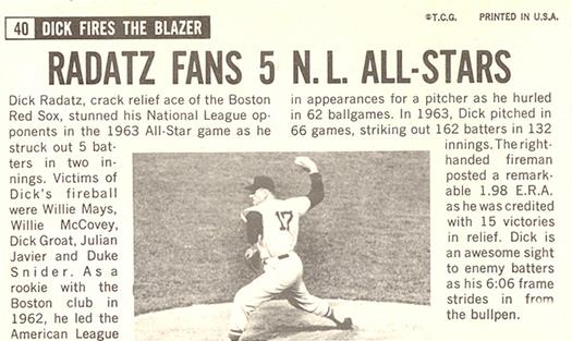 Dick Radatz  baseball card collectible - Main Image 2