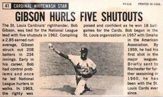 Bob Gibson  baseball card collectible - Main Image 2